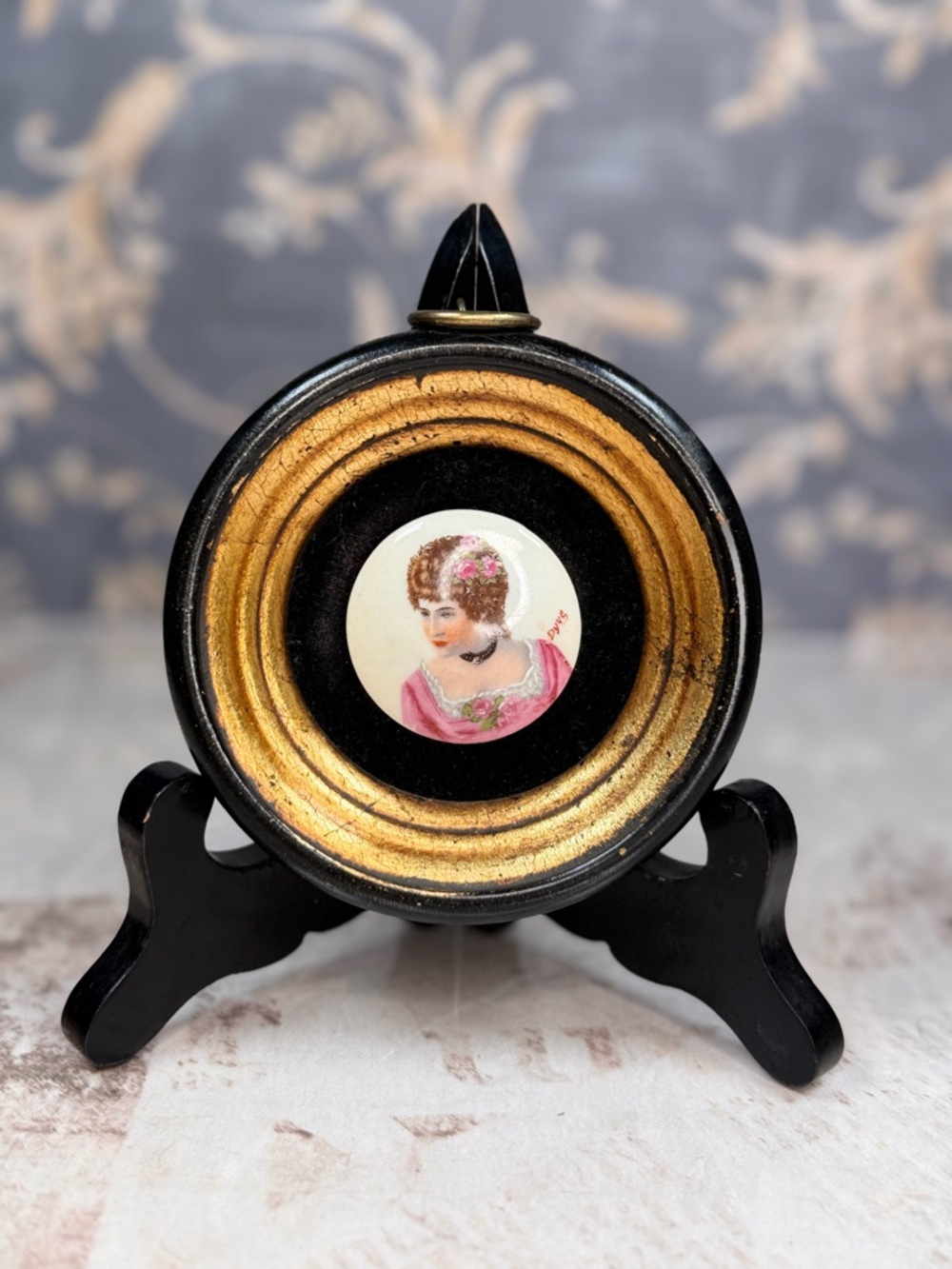 Antique Style Limoges Portrait Miniature Plaque Sungott France Lady
